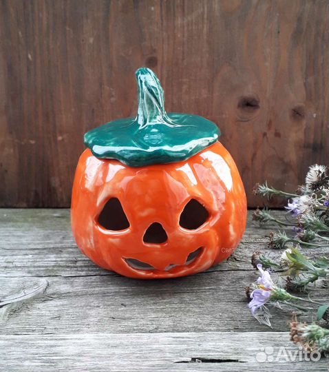 Тыква керамика. Подсвечник