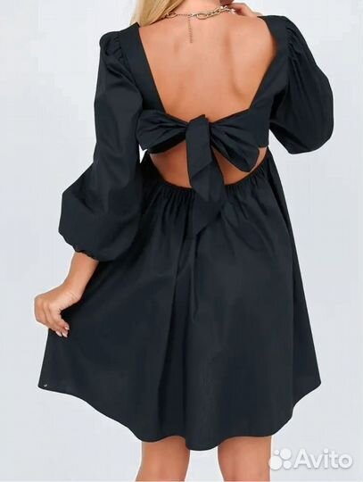 Хлопковое платье женское чёрное платье