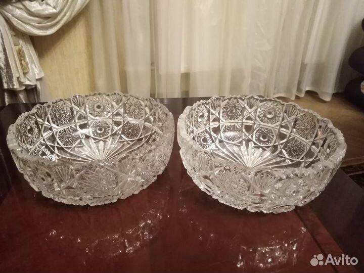 Хрустальная ваза для фруктов диаметр 21см высота 8