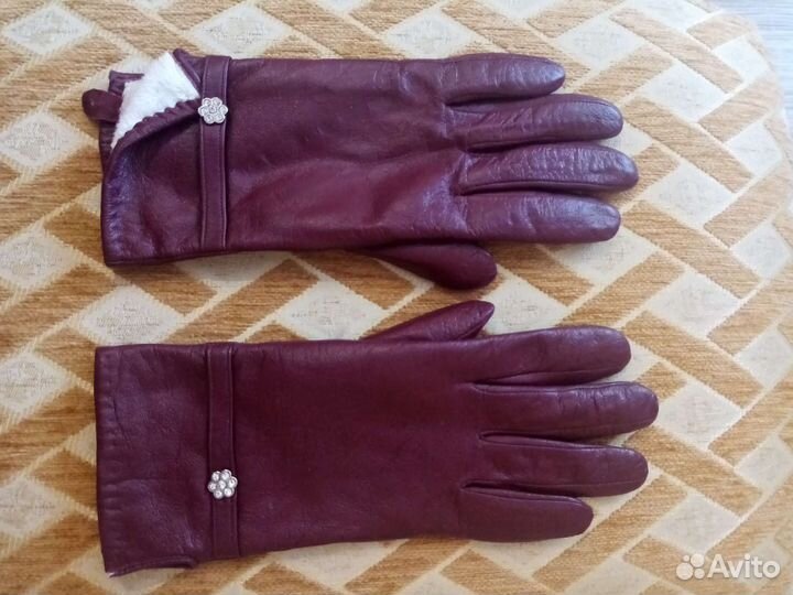 Перчатки женские кожаные