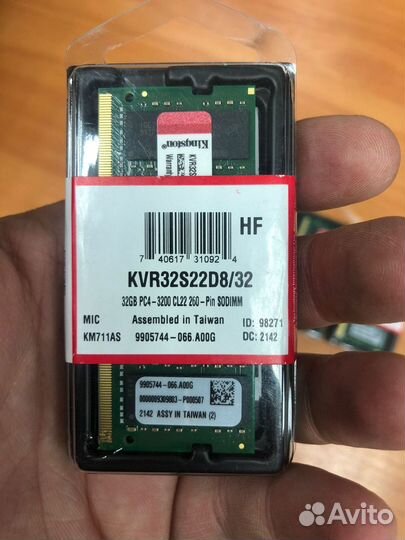 Kingston valueram 32 гб DDR4 3200 мгц KVR32S22D8