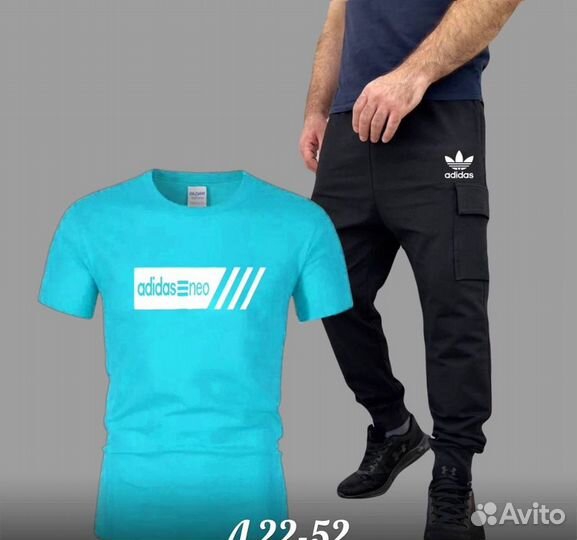 Мужской спортивный костюм шорты и футболка adidas