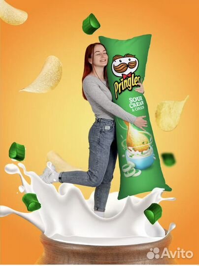 Подушка Дакимакура чипсы Pringles 150х50 см