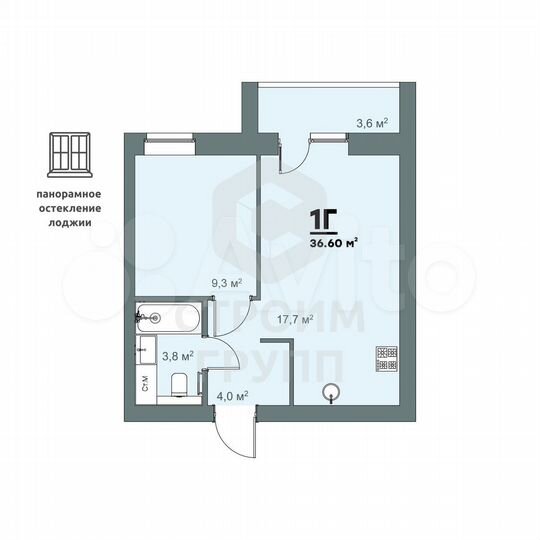 1-к. квартира, 36,6 м², 7/9 эт.
