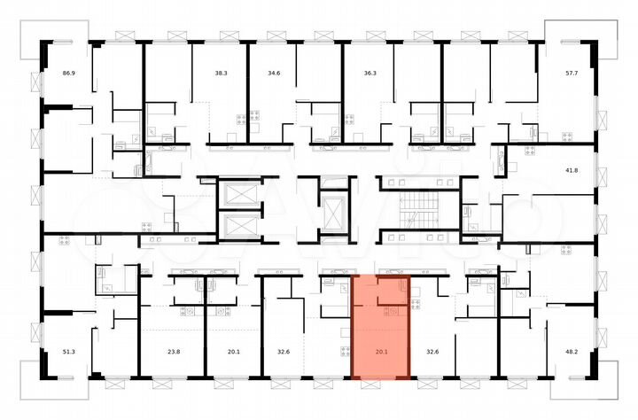 Квартира-студия, 20,1 м², 7/24 эт.