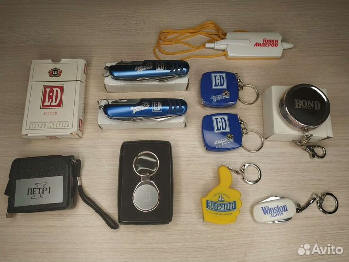 LD рулетки, брелки, ножики, карты игральные, пепел