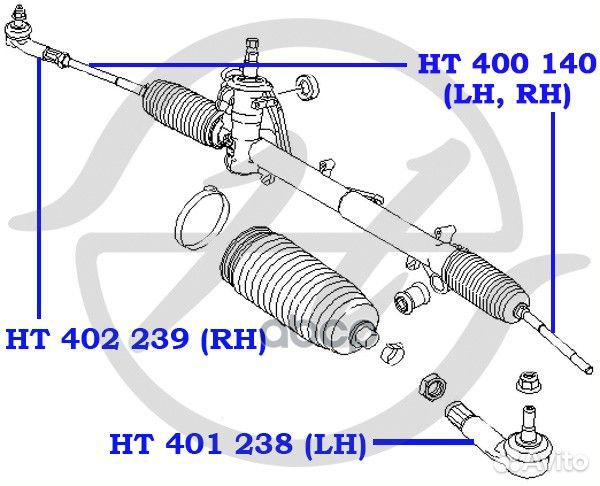 Наконечник рулевой тяги, левый HT401238 Hanse