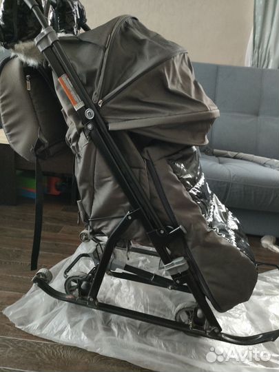 Детские санки коляска с колесами