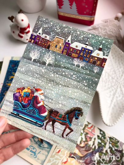 Новогодние открытки, СССР, раритет, 7 шт