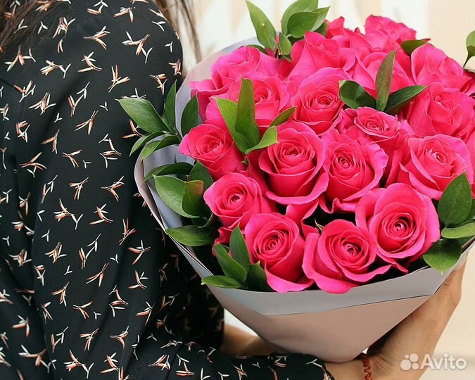 Букет из 21 малиновых роз 40-50 см (Эквадор)