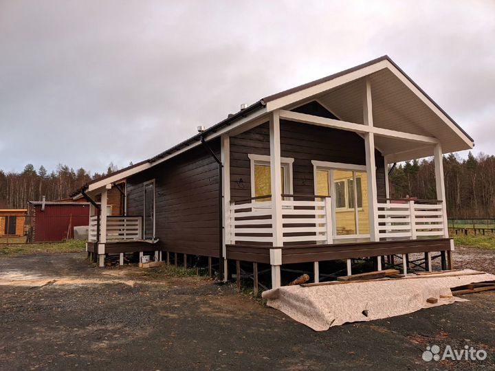 Одноэтажный каркасный дом 6х9 м. с террасой 2х6