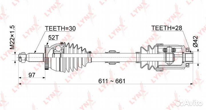 Привод правый в сборе Hyndai Santa Fe II