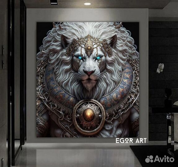 Большие картины на холсте лев в современном стиле
