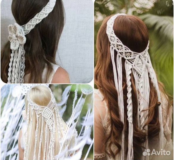 Бохо повязка макраме на голову