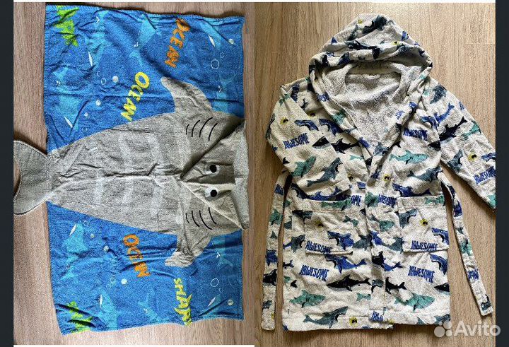 Махровый халат и полотенце детские