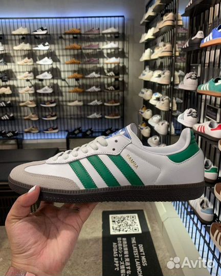 Кеды Adidas samba white&green оригинал