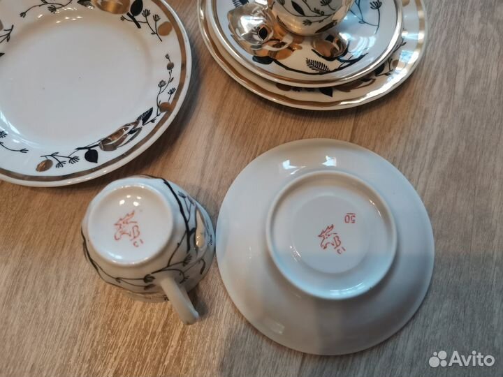 Кофейный сервиз Золотая роза