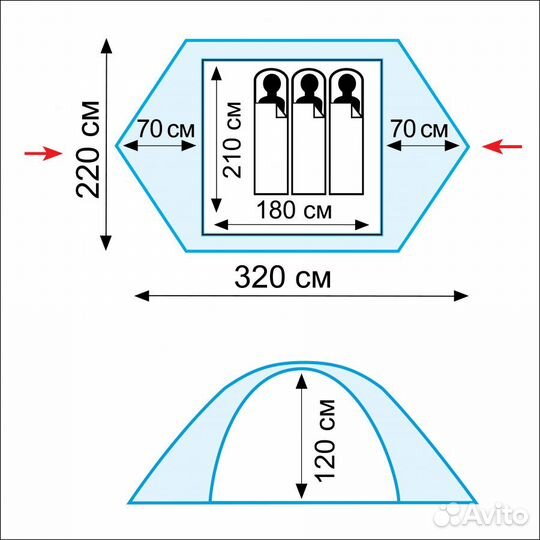Палатка 3-местная Scout 3 (V2) (зеленый) 