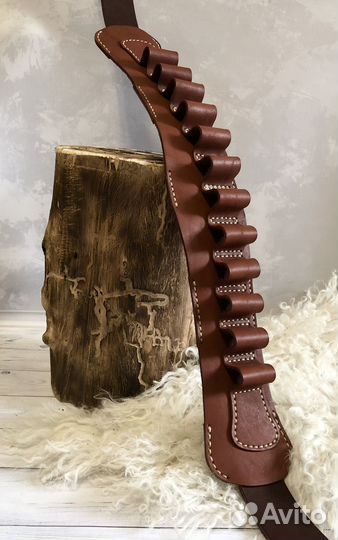 Патронташ 12 калибр на ремень, кожа