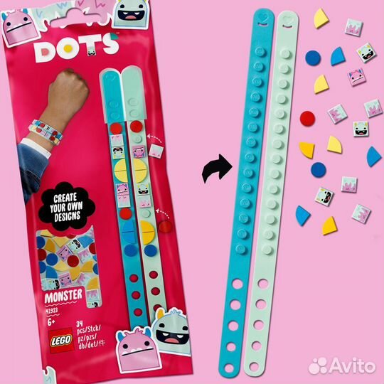 Новый Конструктор lego Dots Браслет Монстры 41923