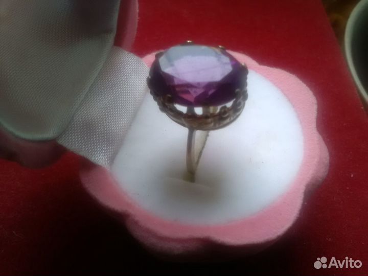 Серебряное кольцо с корундом СССР 875 проба