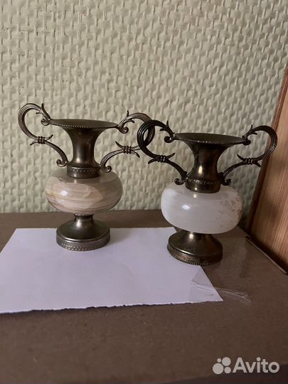 Винтаж: Винтажный подсвечник из олова и оникса.Ита