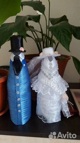 Украшения на свадебные бутылки