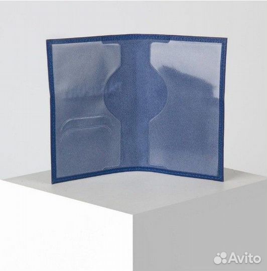 Обложка для паспорта кожа синий Россия