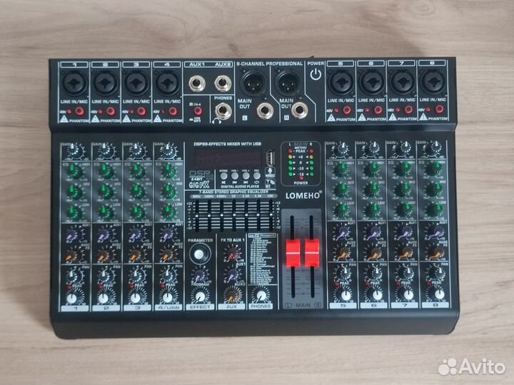 Микшерный пульт 8-канальный профессиональный новый