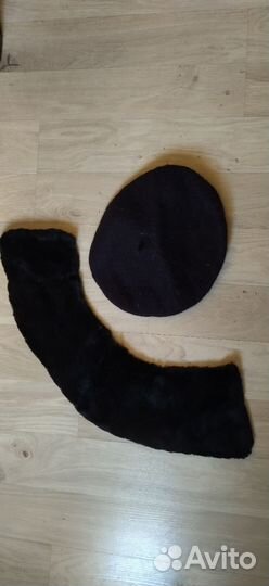 Новый мутоновый воротник и берет валяная шерсть