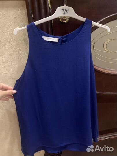 Синия блузка на девочку. Ткань: х/б и шифон