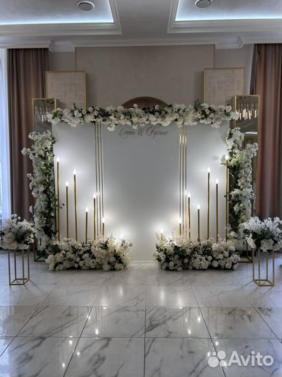 Свадебная арка, оформление зала, фотозона