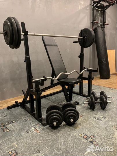 Стойка для штанги + скамья (black)