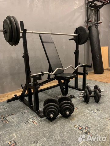 Стойка для штанги + скамья (black)