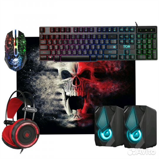 Игровая клавиатура Комплект Defender Tor black 5в1