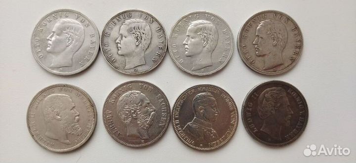 Германия 2, 3 марки, 5 марок. Серебро