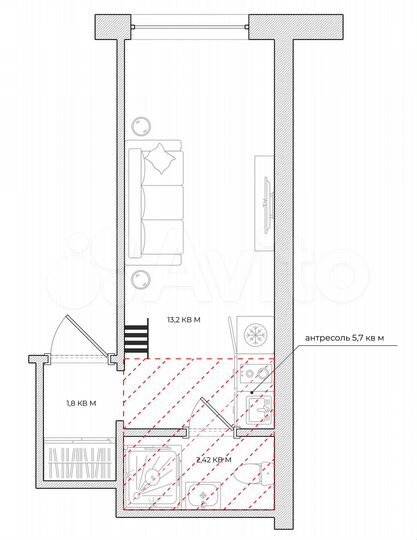 Апартаменты-студия, 23,1 м², 4/4 эт.