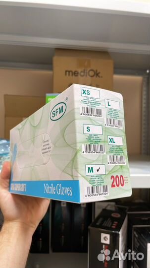 Перчатки латекс L и нитрил M