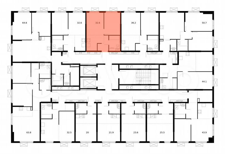 2-к. квартира, 32,6 м², 12/17 эт.