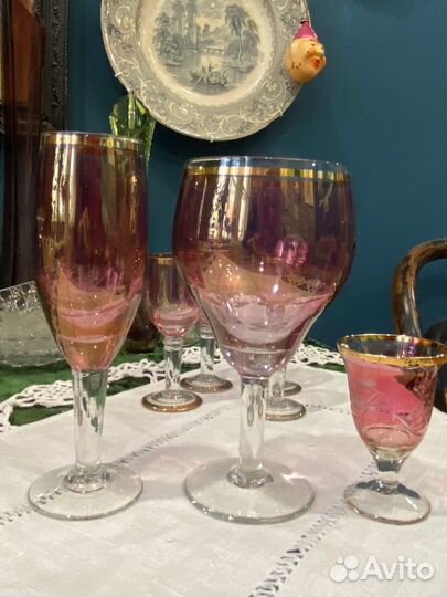 Фужеры СССР цветное стекло шампаньки бокалы