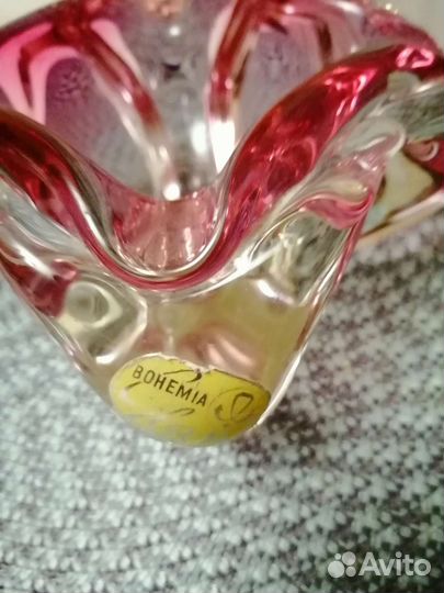 Ваза цветное стекло винтаж Чехословакия СССР