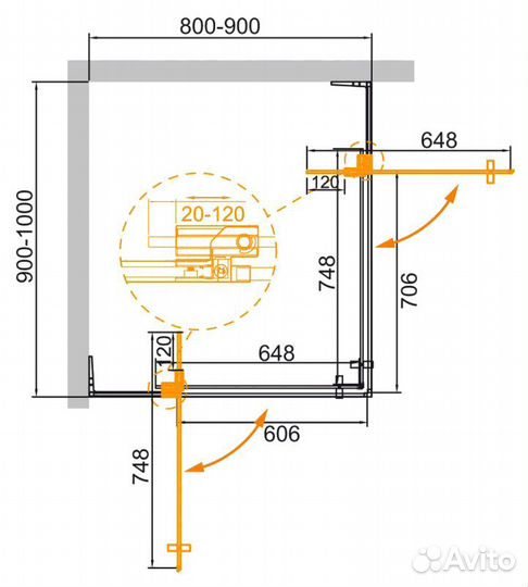 Душевой уголок Cezares Slider AH-2 90x100x195 про