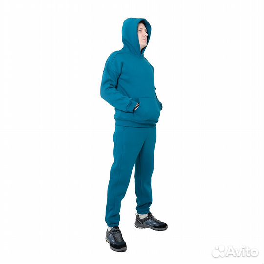 56349 Костюм спортивный мужской с начесом, бирюзов