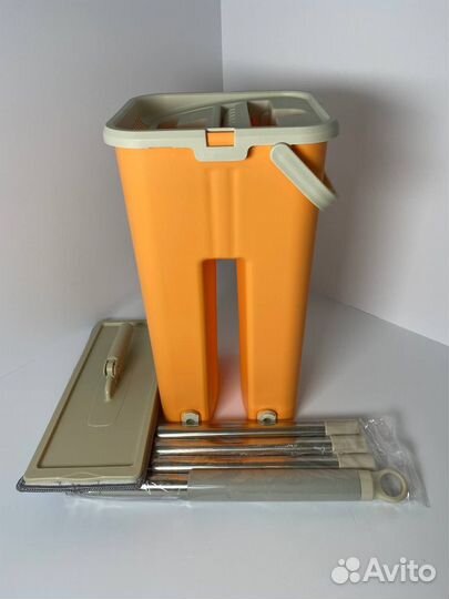 Швабра с отжимом и двухкамерным ведром новая