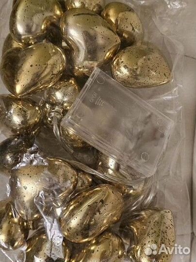 Гирлянда золотые сердечки