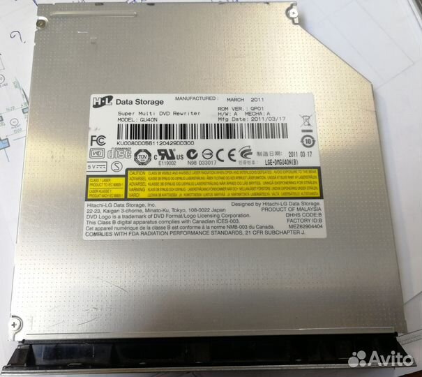Оптический привод DVD-R DL Hitachi-LG GU40N SATA S