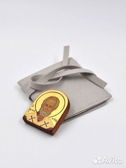 Николай Чудотворец рукописная дорожная икона
