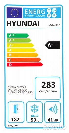 Встраиваемый холодильник hyundai CC4033F