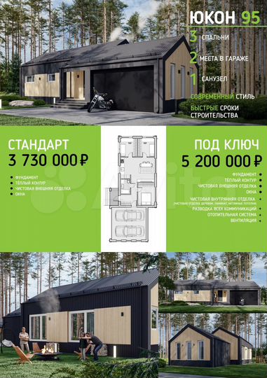 Коттедж 95 м² на участке 10 сот.