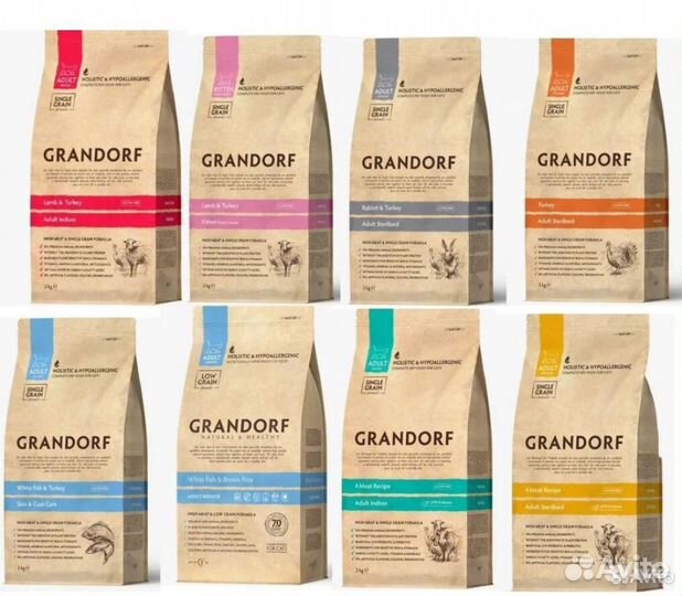 Корм Grandorf для собак 10 кг разные вкусы